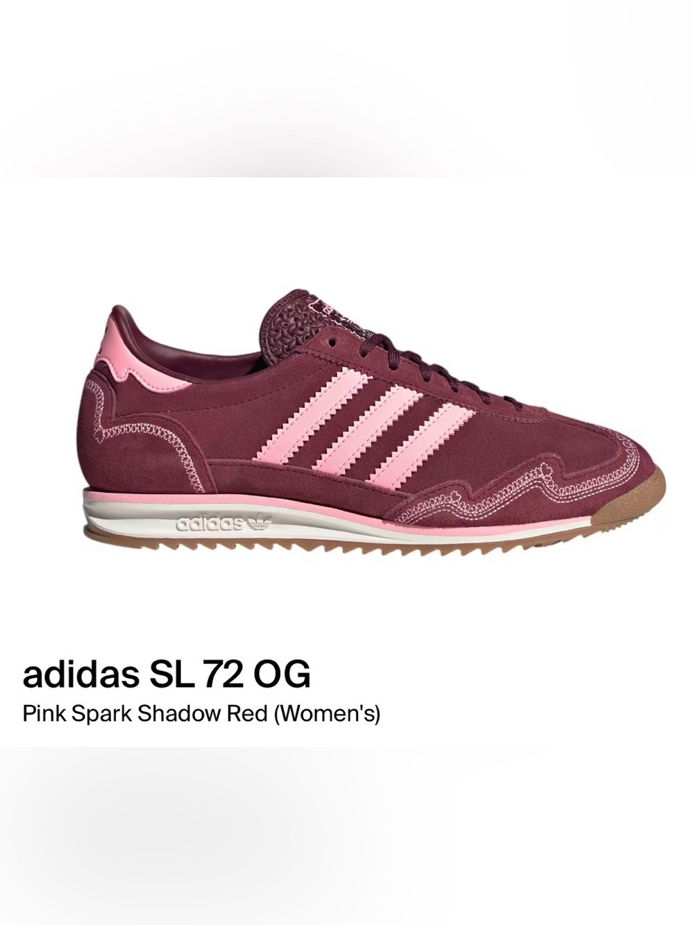 Adidas SL 72 OG Pink Spark Shadow Red Sneakers NWT Women’s US 7 UK 5.5